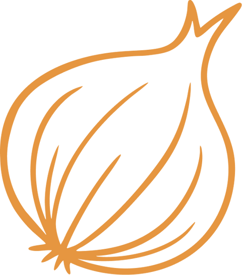 Logo Hedona en oignon version orange clair, représentant les produits artisanaux, l’épicerie fine et la cuisine locale.